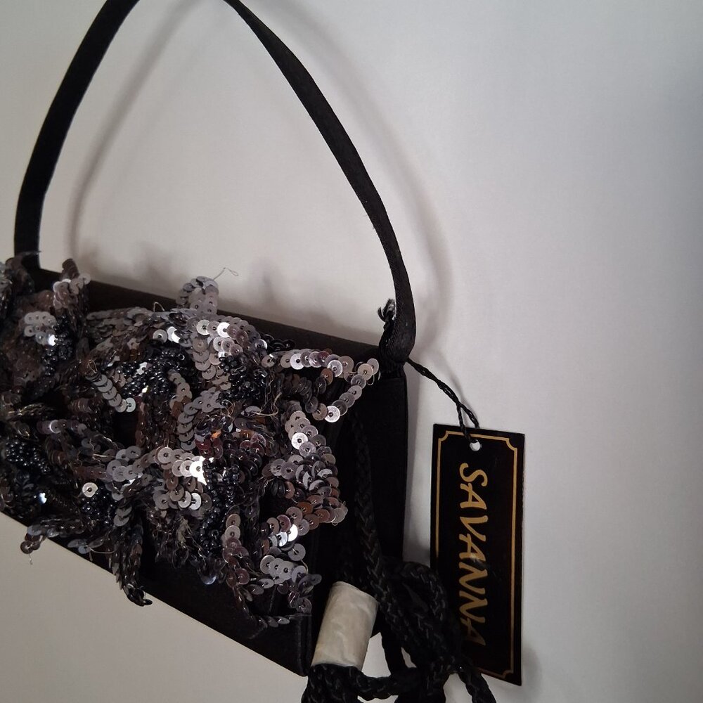 Savannah Black and Silver Clutch Cocktail Purse - Picture 3 of 7